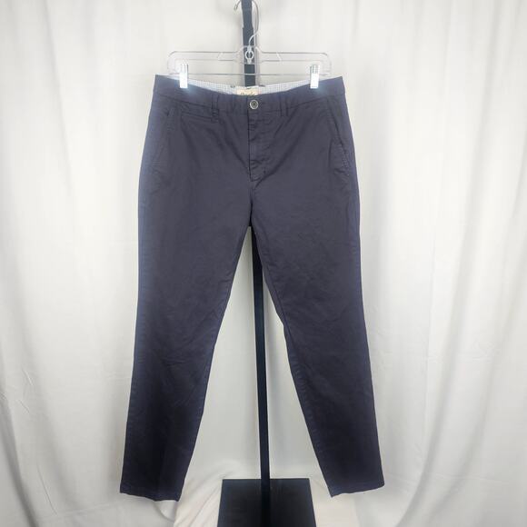 Perk Men's Slim Fit Stretch Pants 33x32 Navy Cotton Blend Chinos - Picture 1 of 5